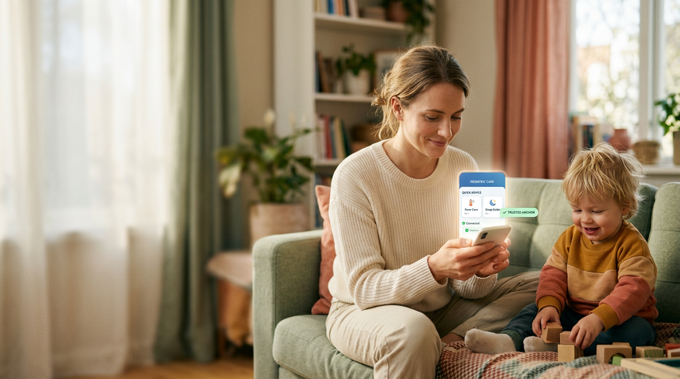 A parent finding fast paediatric answers on the LittleOnes app